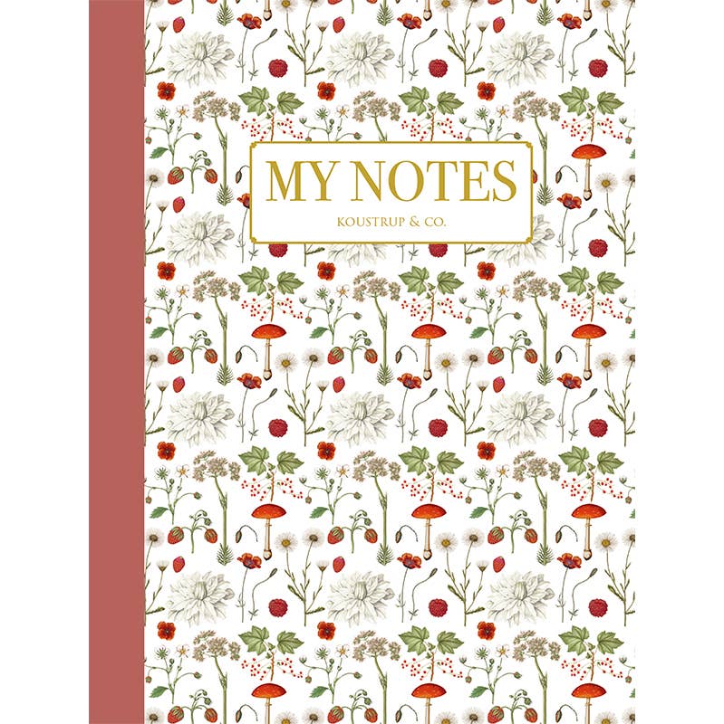 Red floral pattern - Note Booklet - Made in Denmark
