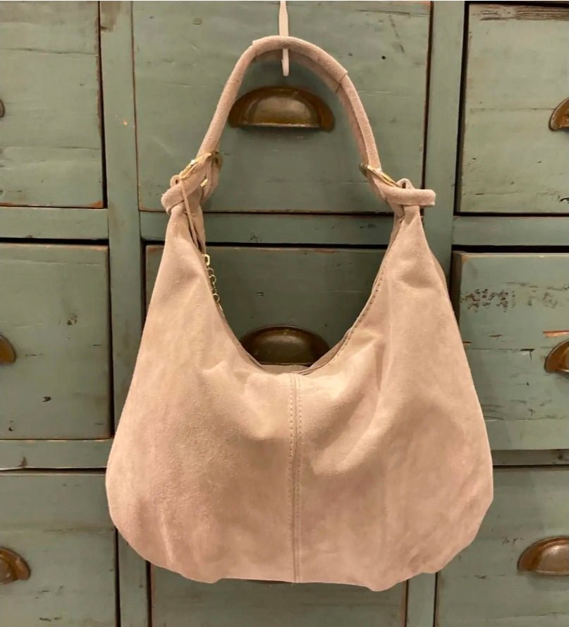 Linda Beige Suede Bag - Lily's Boutique