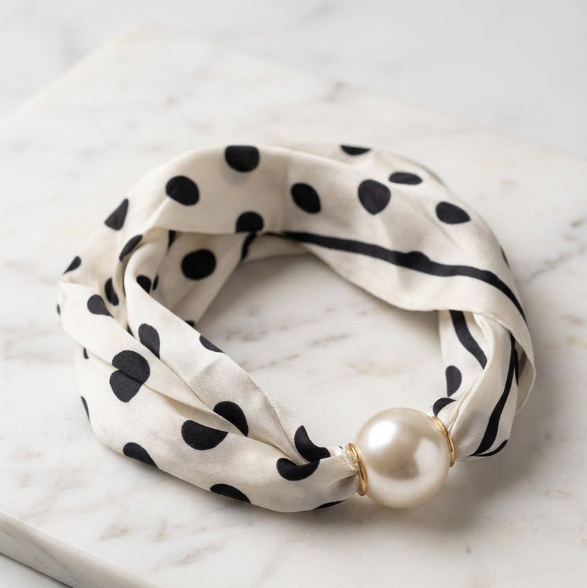 Pearls Neck Scarf poka dot - Lily's Boutique
