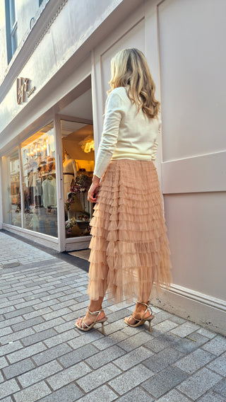 Lauren Beige Tulle Skirt