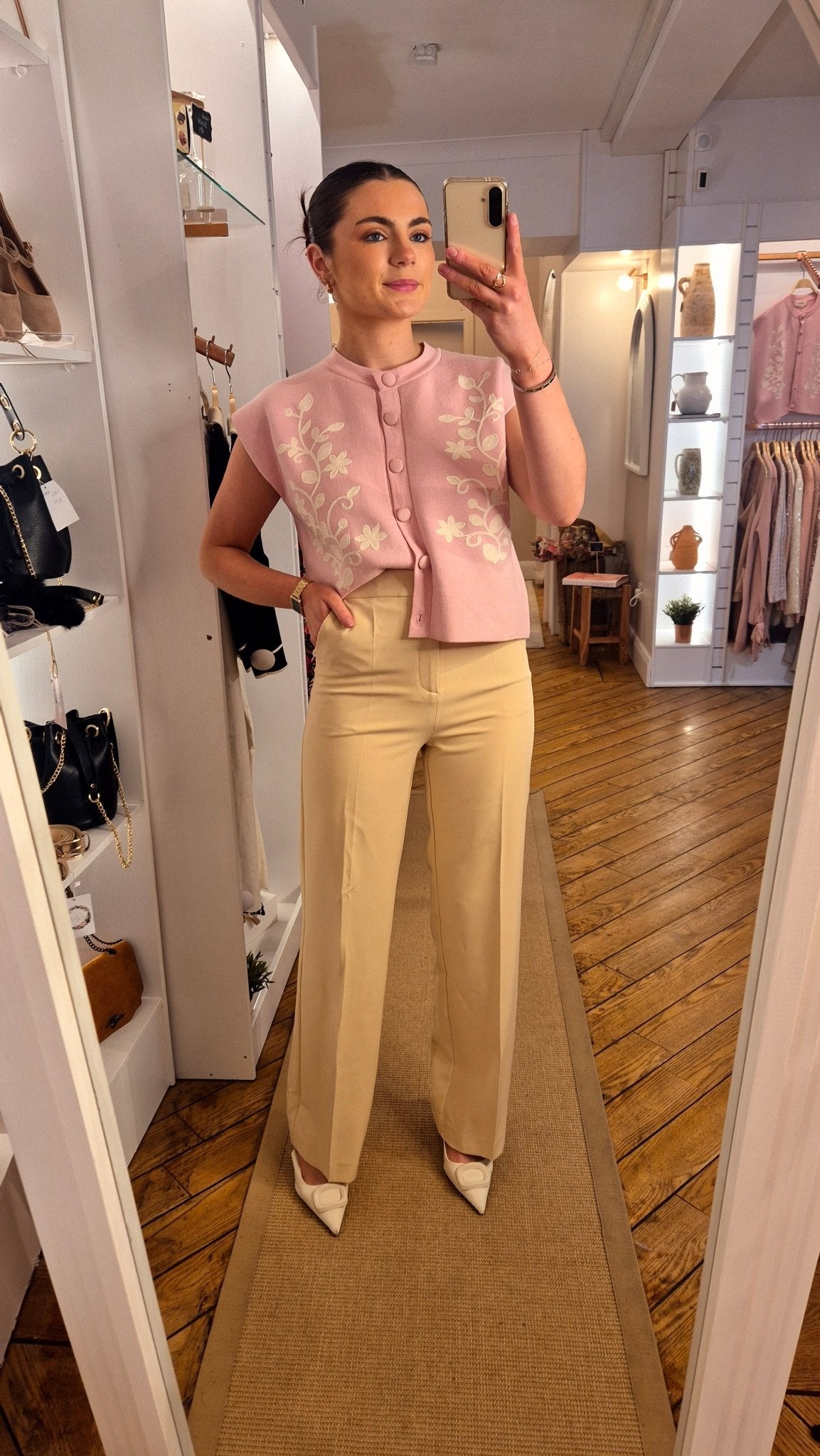 Ava Beige Trousers - Lily's Boutique