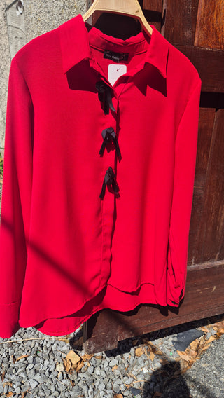Bow Red Blouse