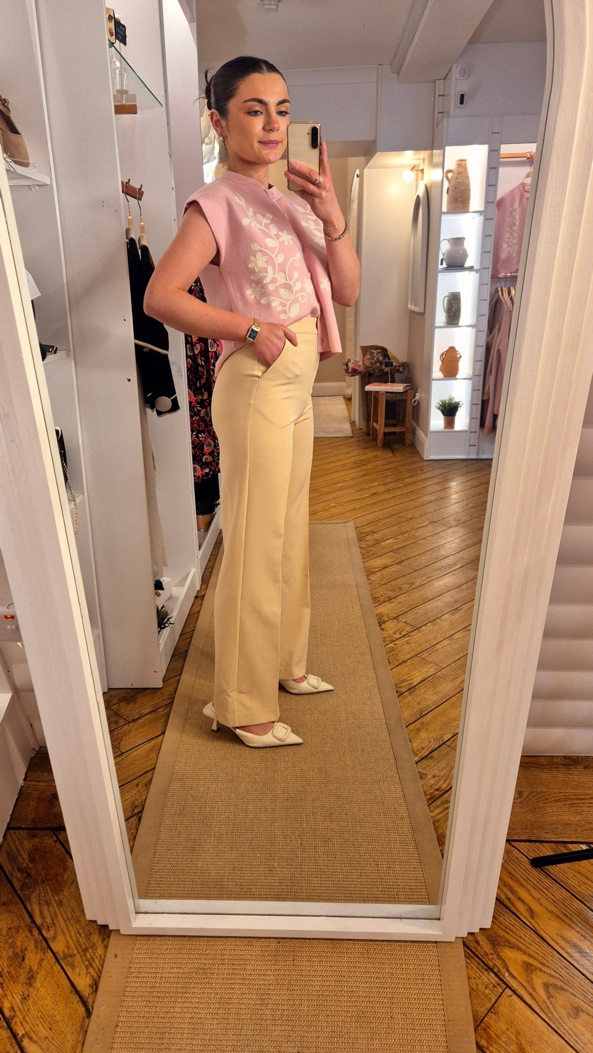 Ava Beige Trousers - Lily's Boutique