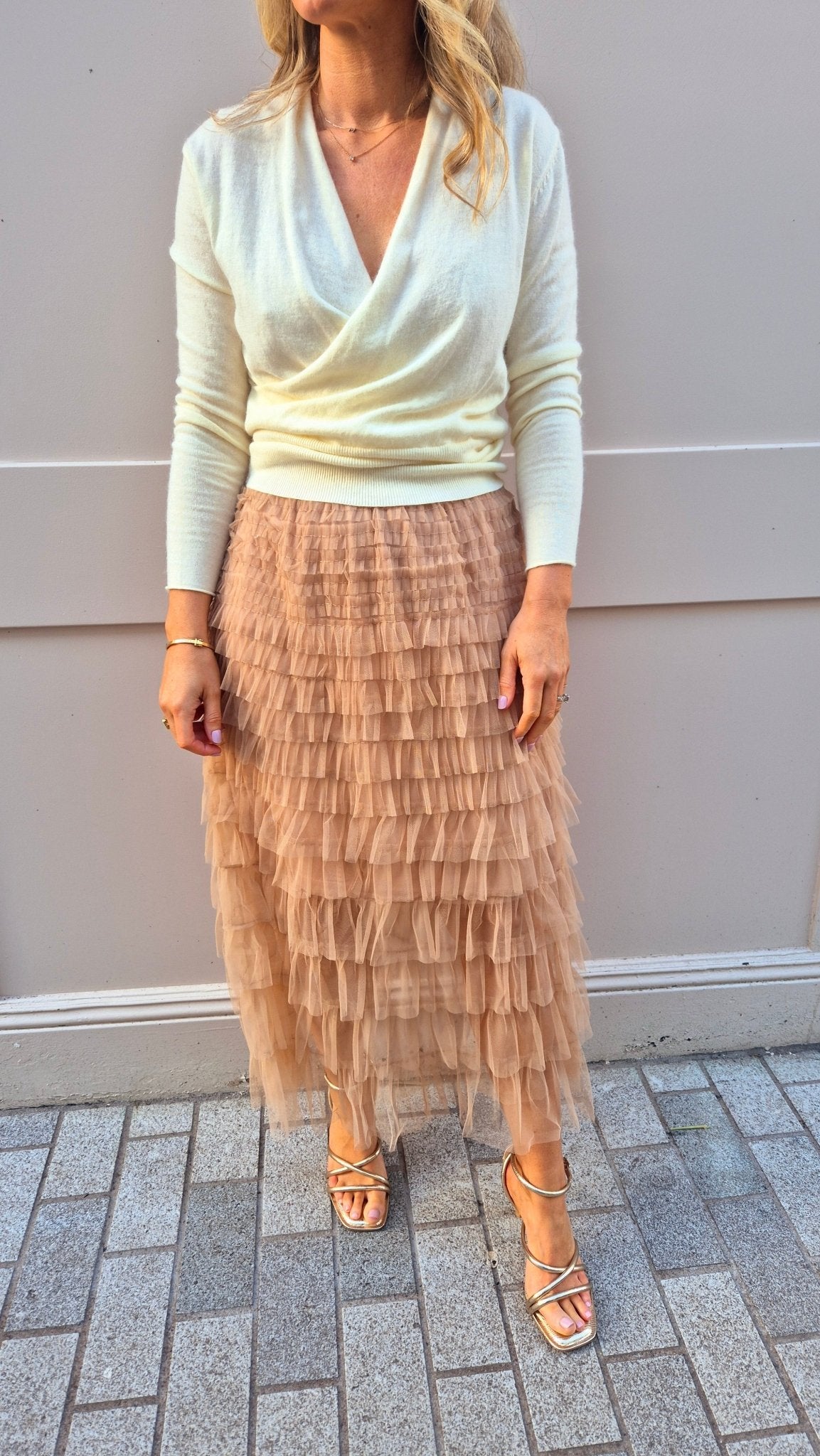 Juliet Cream Wrap Jumper - Lily's Boutique