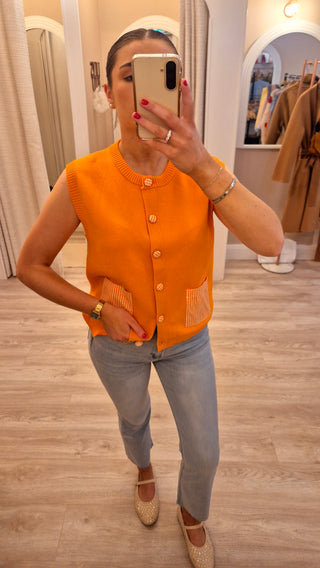 Avril Orange Vest Cardi