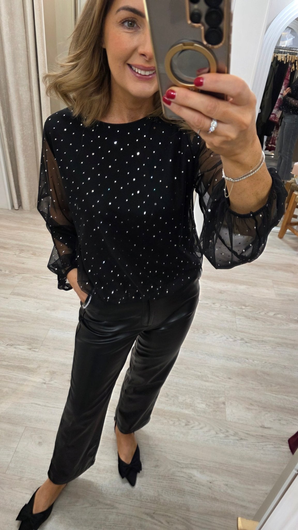 Tanya Pleather Diamante trousers - Lily's Boutique