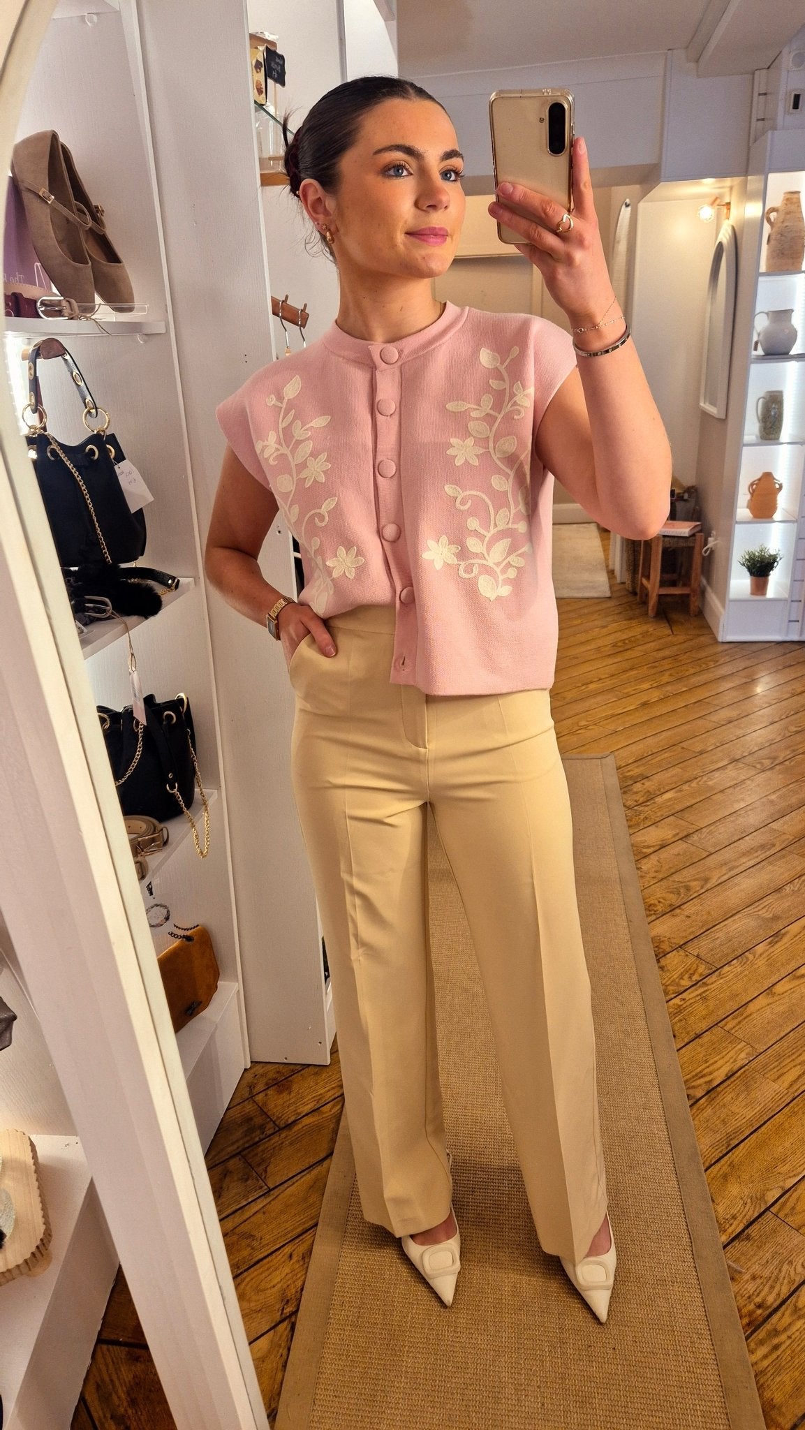 Ava Beige Trousers - Lily's Boutique