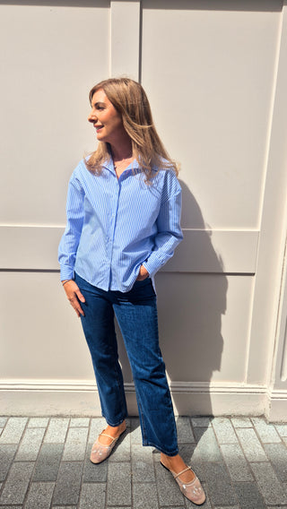 Francesca Bow blue shirt
