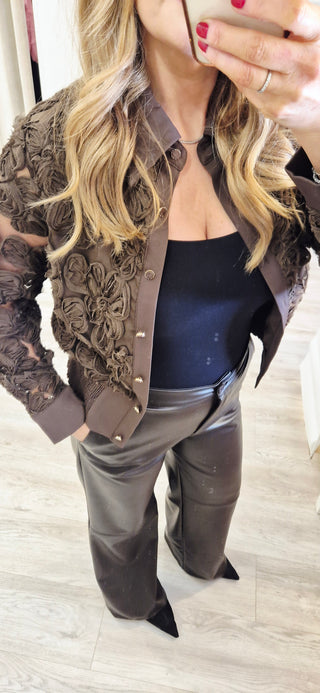 Ester Pleather Trousers Brown