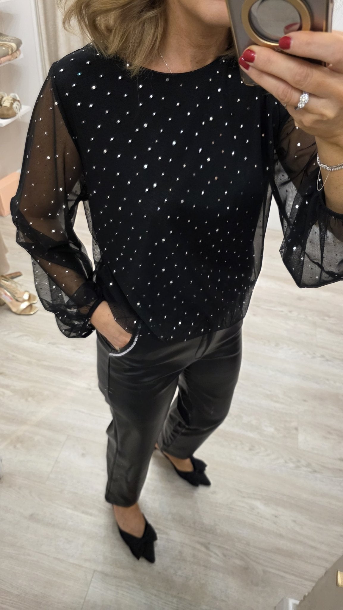 Tanya Pleather Diamante trousers - Lily's Boutique