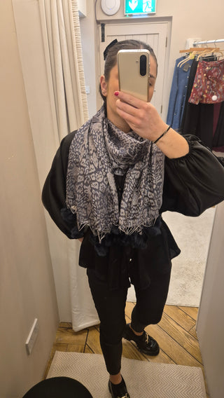 Pompom Scarf Blue