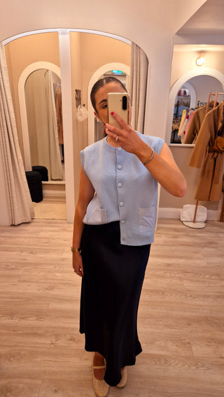 Aimee navy Satin skirt