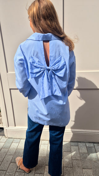 Francesca Bow blue shirt