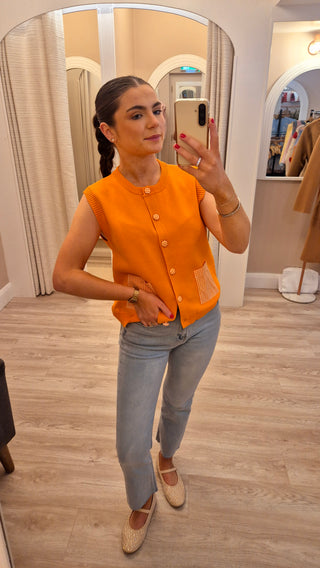 Avril Orange Vest Cardi