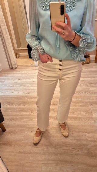 Frenchy White Wash Cropped Jeans