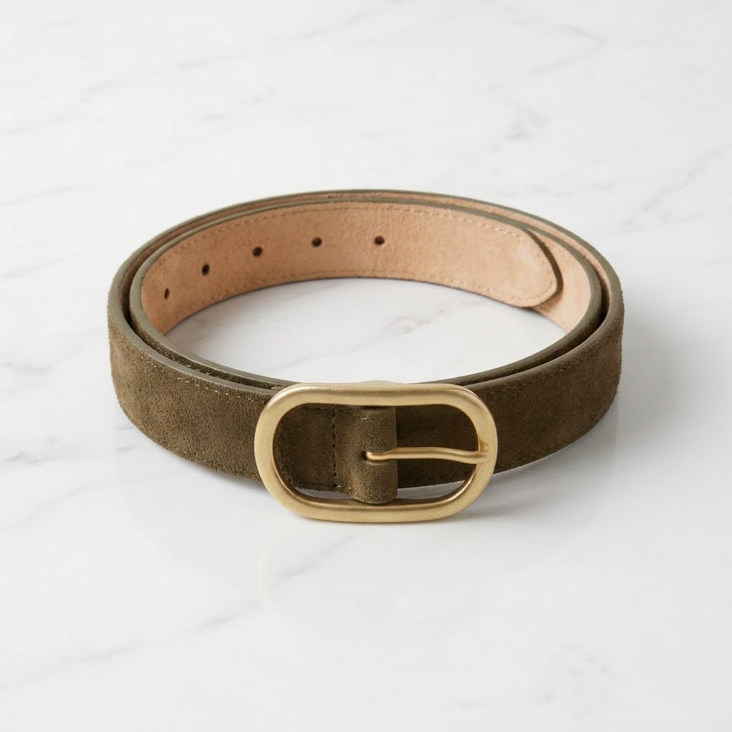 Suede Leather Belt in Khaki Green - Lily's Boutique
